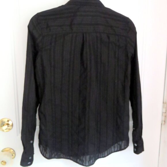 Gap Black Size XS Crinkle Fitted Boyfriend 100% Cotton Button Up Shirt Blouse XS - Picture 3 of 14